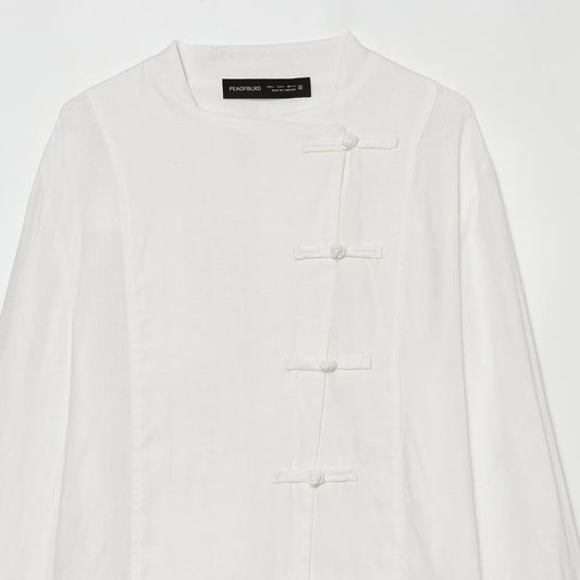 Retro Linen Rope-Button Shirt