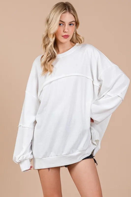Ces Femme Exposed Seam Long Sleeve Sweatshirt White 9577ff8f-456f-433f-8688-b4e50f2890d9-Max
