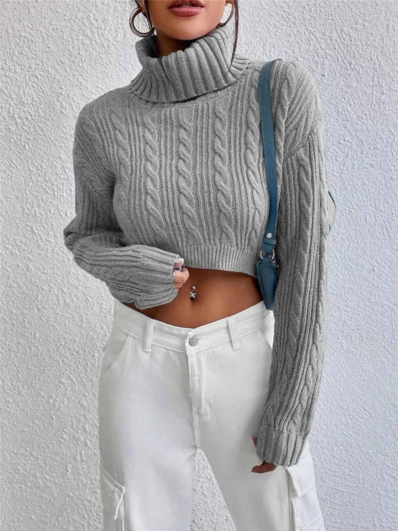 Cable-Knit Turtleneck Long Sleeve Sweater 957b68e6801841748e447e06bbebd6bf-Max-Origin