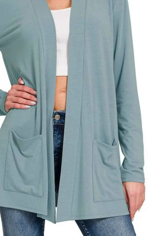 Slouchy Lightweight Open Front Pocket Cardigan 957b9ea3-8b44-4053-8223-f655908991e9-Max-Origin