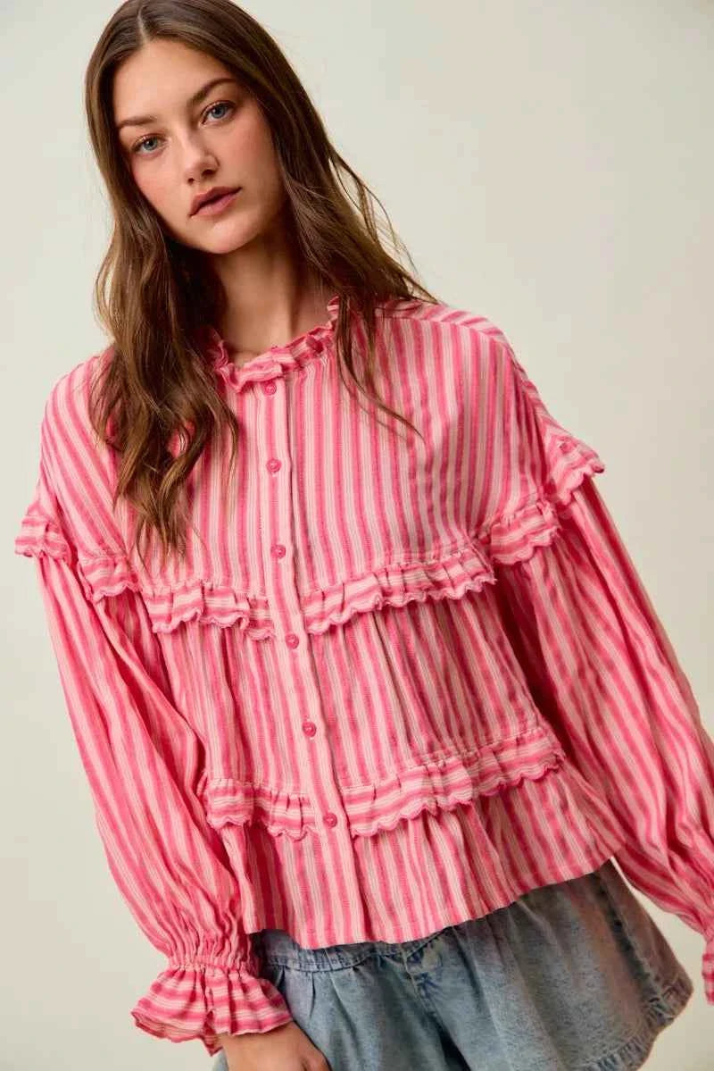 SO ME Variegated Stripe Reversible Flowy Boho Blouse 95809051c01f4edb90b0bfe789360510-Max-Origin