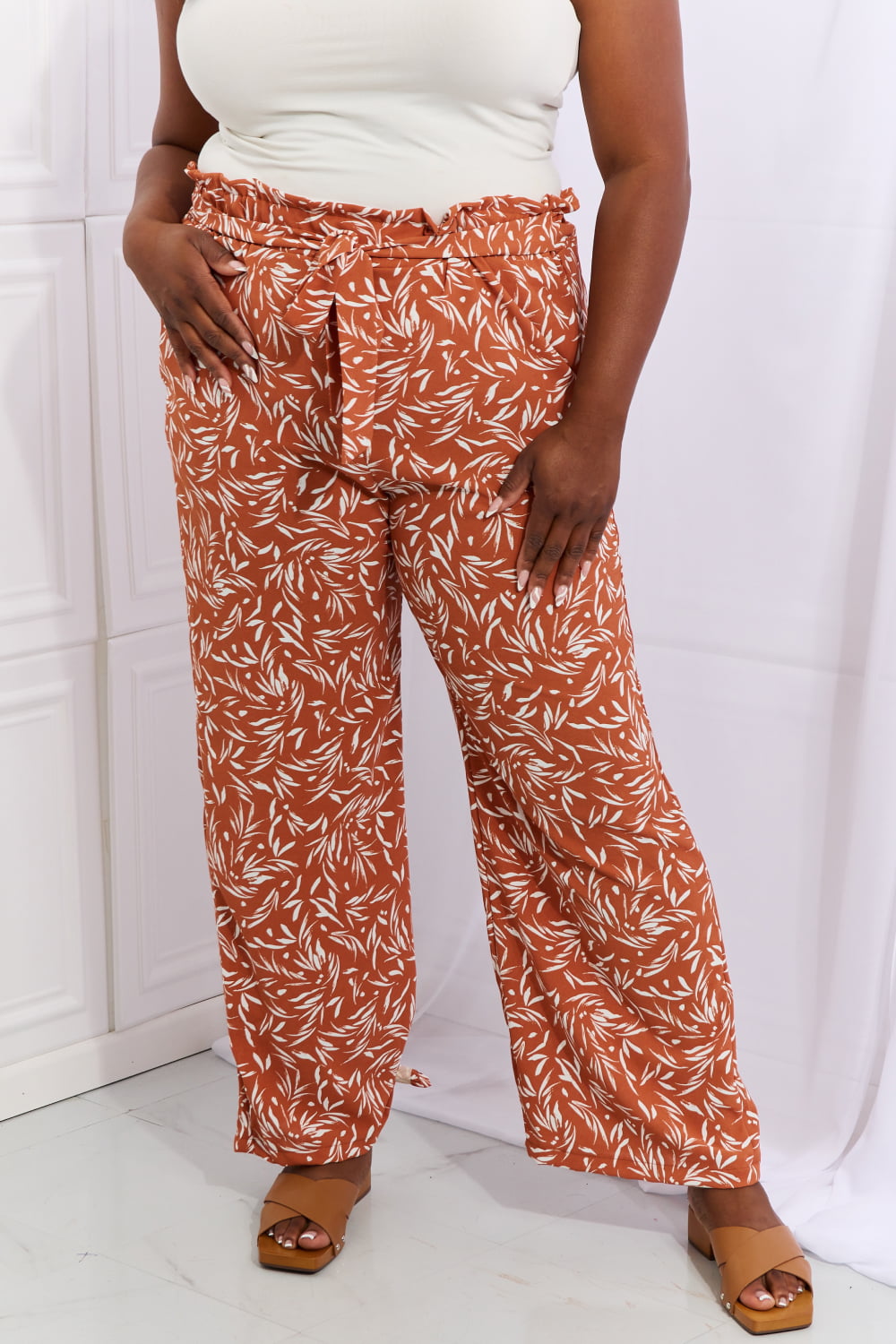 Heimish Right Angle Full Size Geometric Printed Pants in Red Orange 9586f44024aa4c949adb1ad6c4333b85-Max