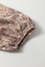 Sky Blue Floral Print Smocked High Waist Long Sleeve Maxi Dress