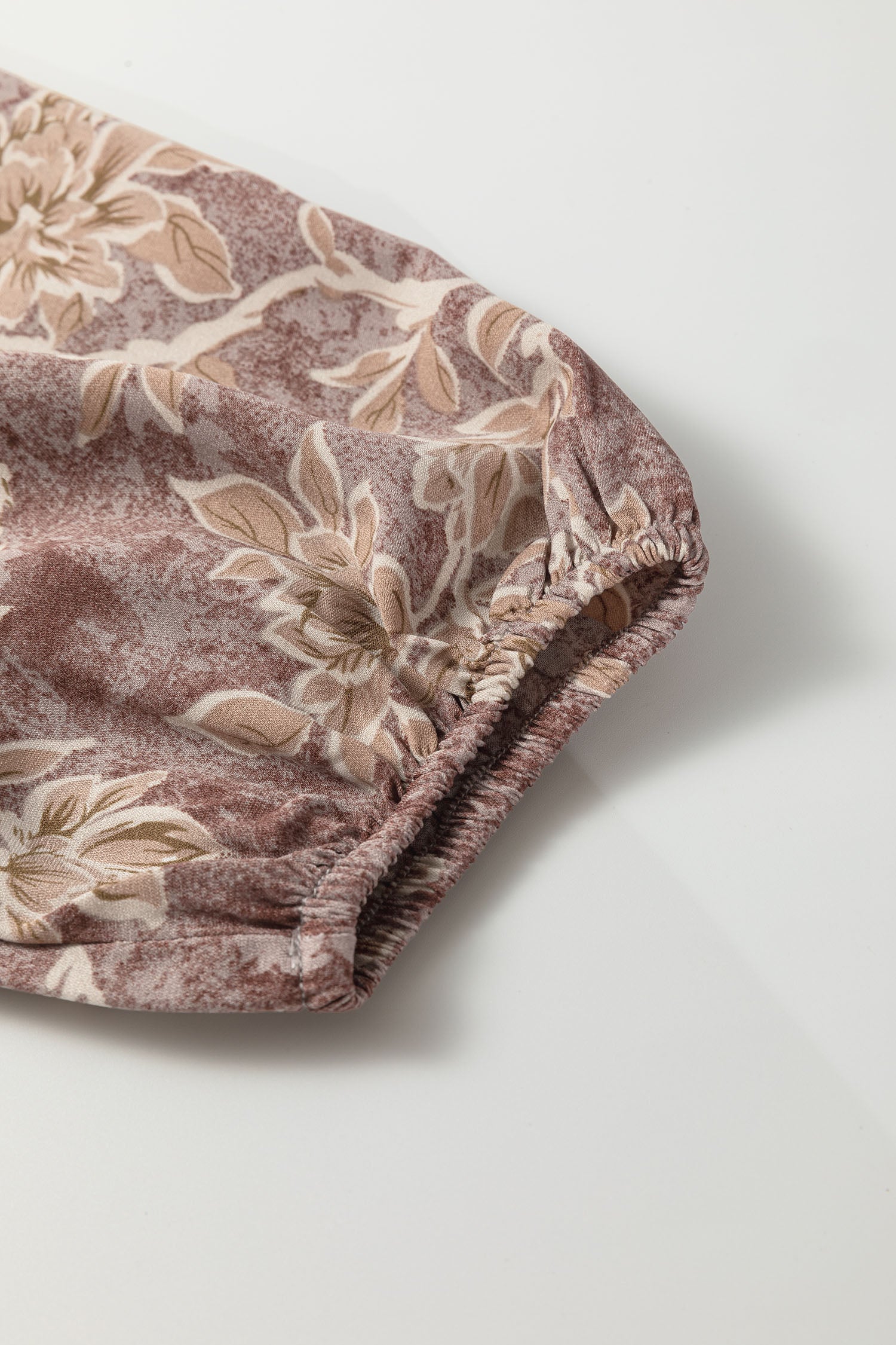 Sky Blue Floral Print Smocked High Waist Long Sleeve Maxi Dress