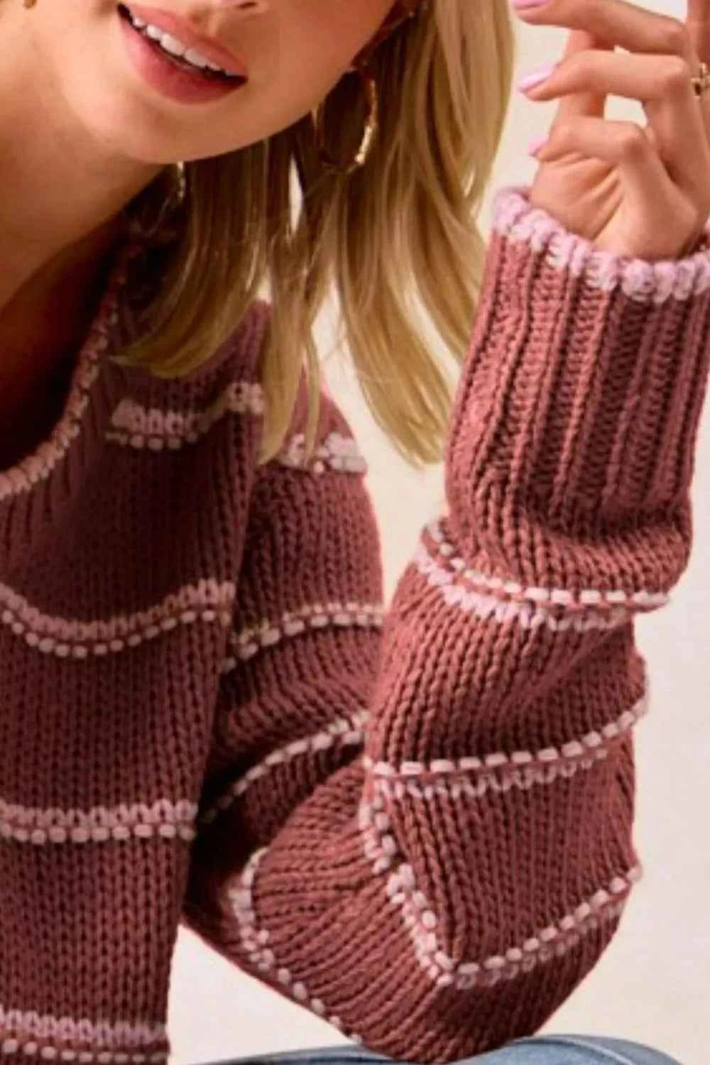 BiBi Striped Long Sleeve Sweater 958e784b-fabb-4a88-b68c-35d4cc1c086f-Max-Origin
