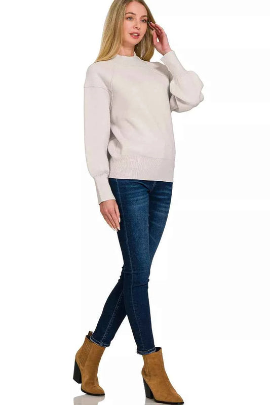 Viscose Mock Neck Exposed Seam Sweater 95953919-dc73-4766-838b-8451cc5ba1c4-Max-Origin
