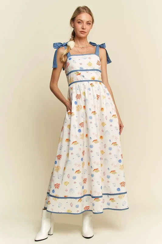 Davi & Dani Denim Binding Detail Smocking Summer Maxi Dress Denim Combo 95a73288cb8f4842961a2e3f910b858f-Max-Origin