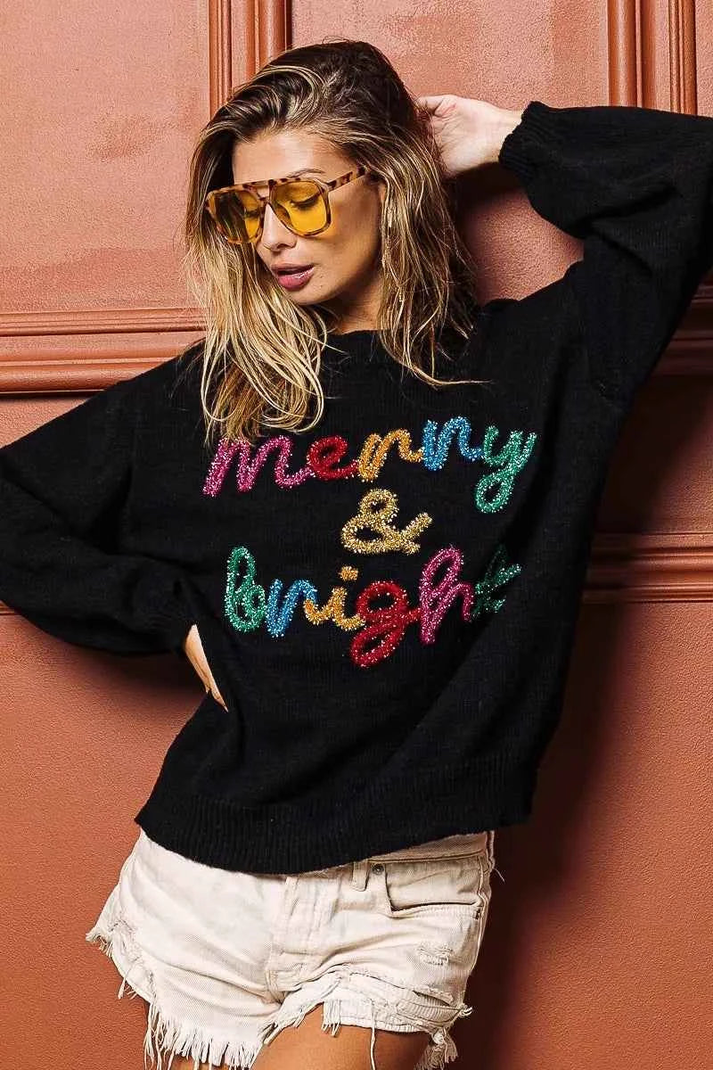 BiBi Tinsel Lettering Christmas Sweater 95bc62538c1b485189070c6f3ca1ca8c-Max-Origin