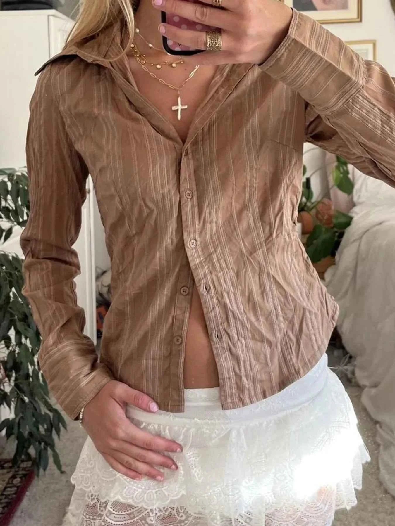 Printed Button-Down Long Sleeve Shirt