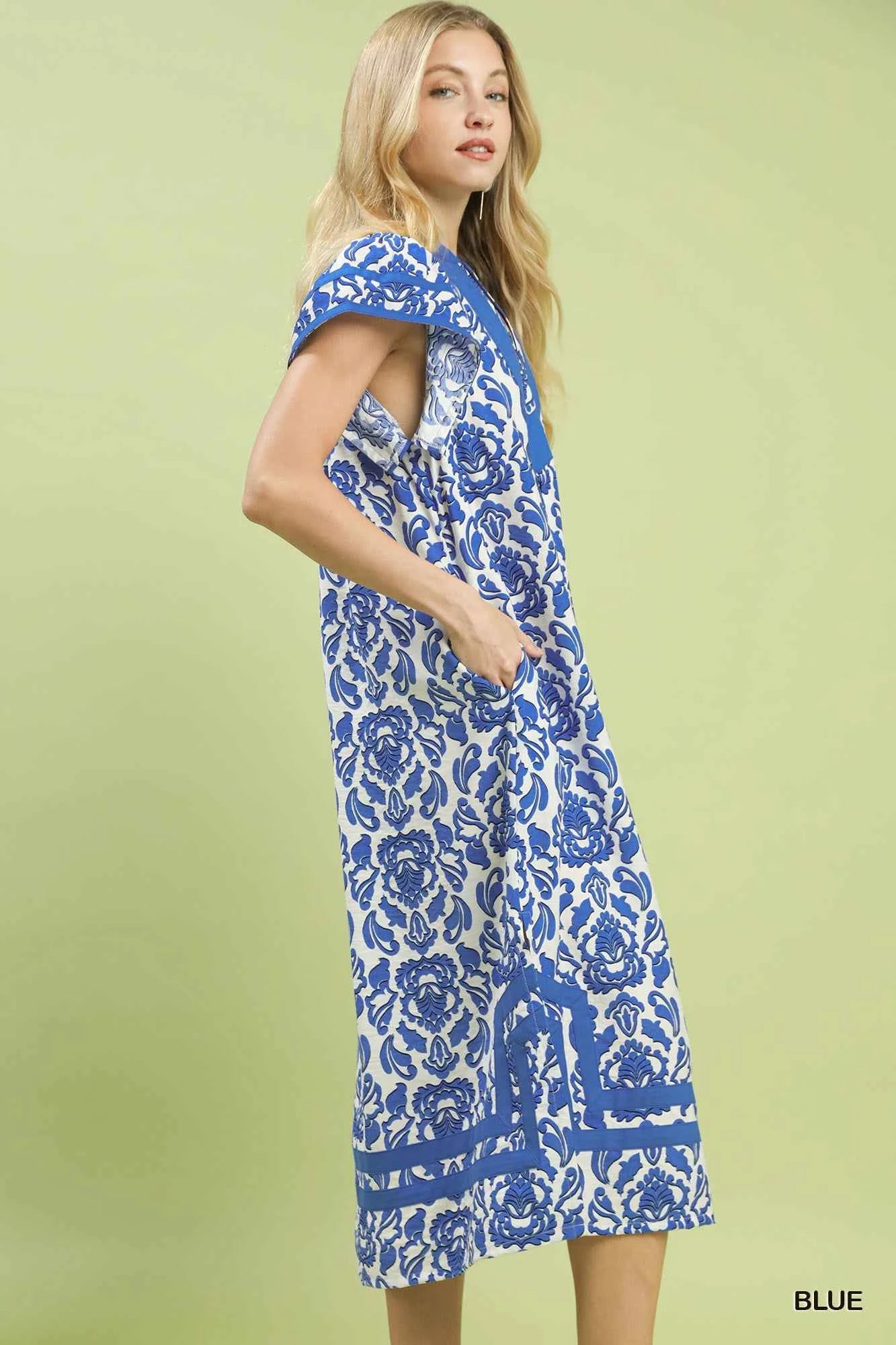 Umgee Abstract Two Tone Print Midi Dress 95c809ef-3920-4194-97c5-641fc87771a1-Max