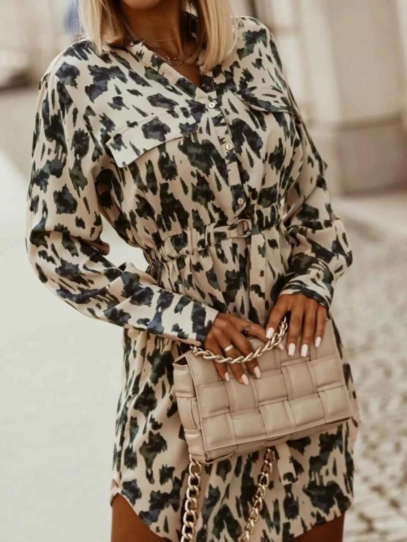 Printed Button Front Long Sleeve Dress 95d98032-fa17-466c-a403-20326f7dcd8f-Max-Origin
