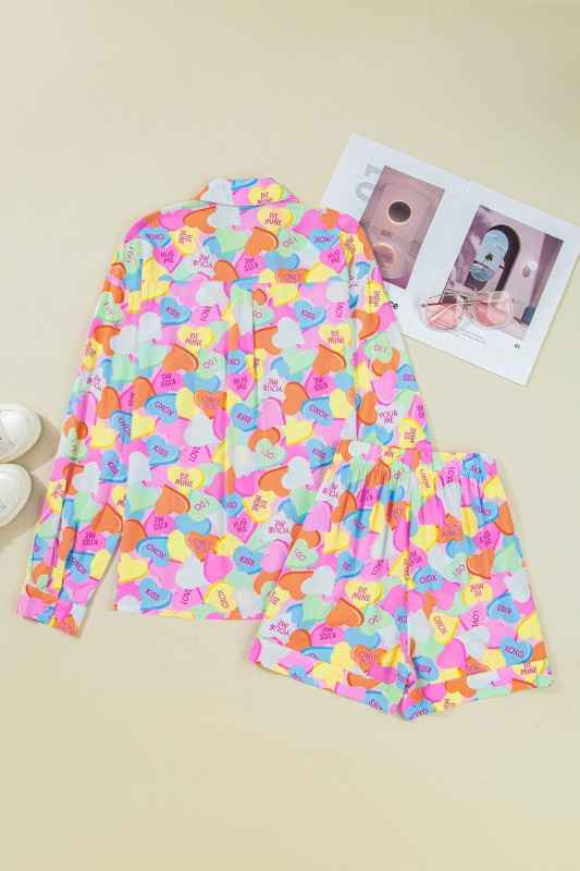 Valentine Heart Candy Shirt and Shorts Pajama Set 95db0c84-1a7d-44f3-9157-95e636bd6a28