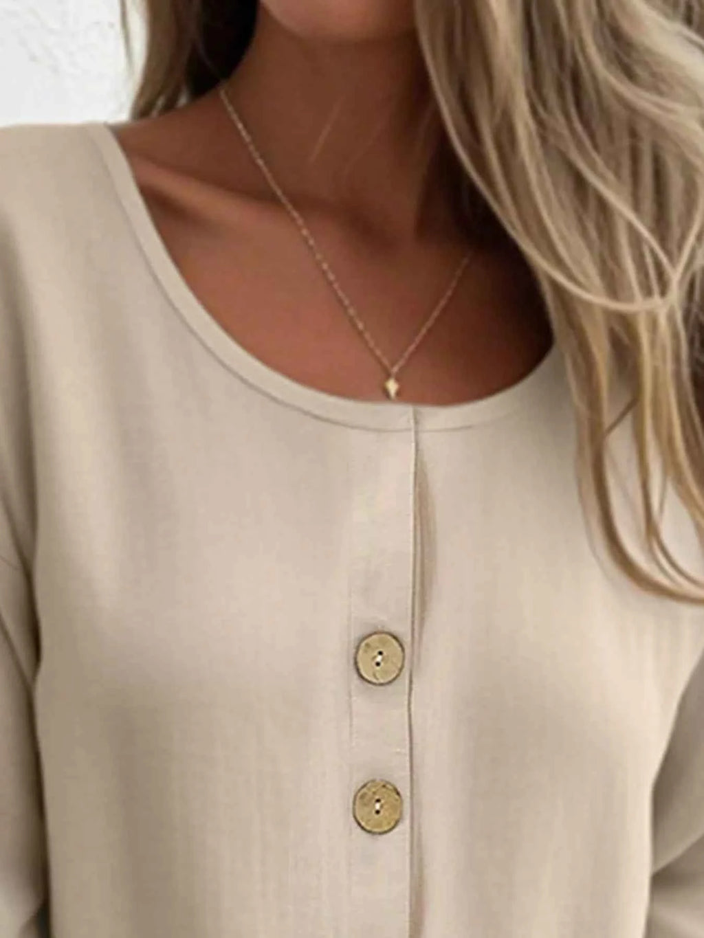 Full Size Button-Front 3/4 Sleeve Casual Blouse Plus Size 95db2c3b-d777-4348-842c-7eaa39c064be-Max-Origin