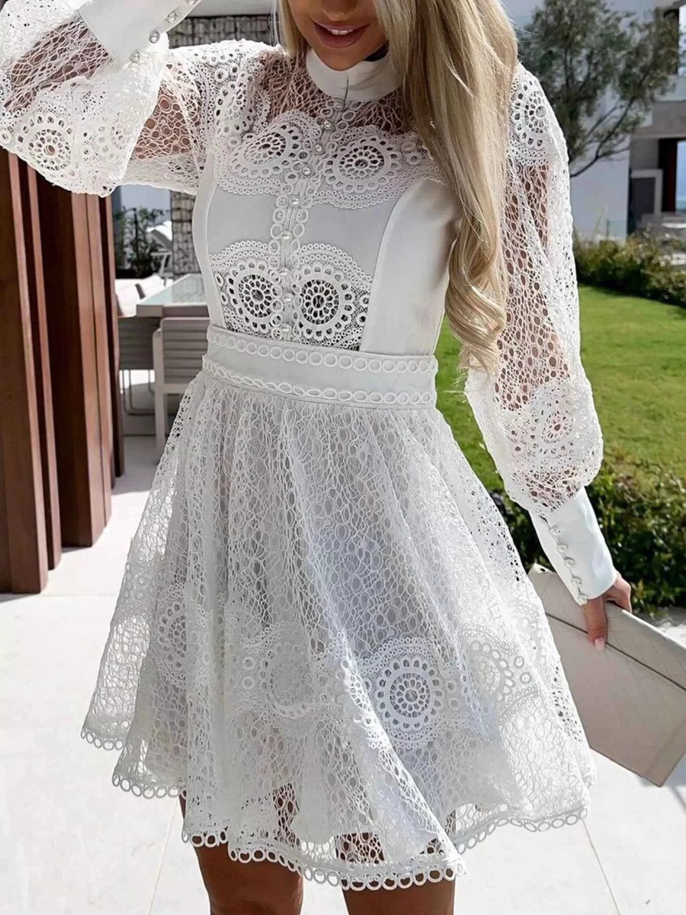 Lace Lantern Sleeve Mini Dress 95f16b5a-7ab7-47ce-8e1c-26deefcf6590-Max-Origin
