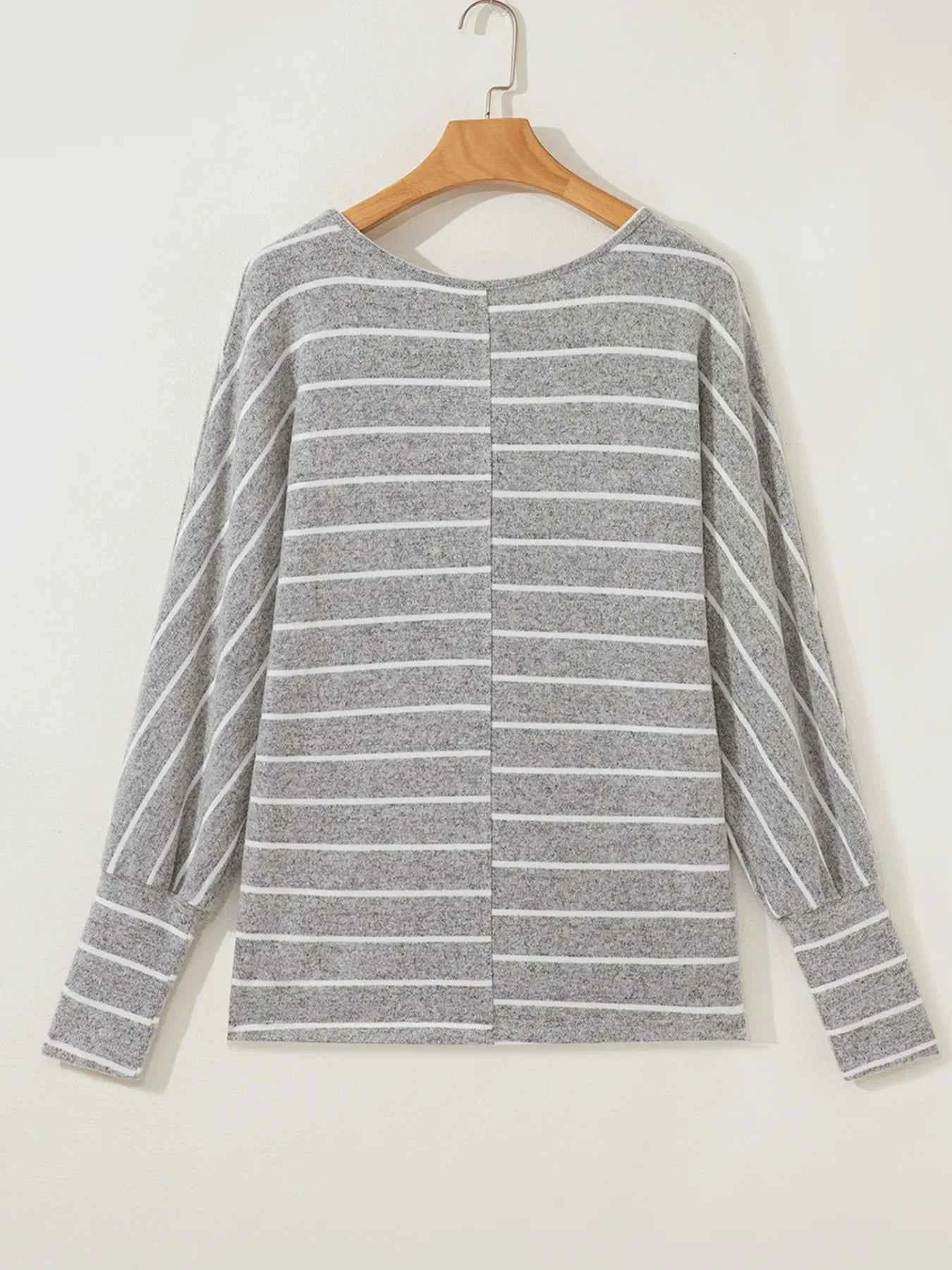Stripe Dolman Sleeve Drop Shoulder Top 9600640226c240f8870d3684bbd7f706-Max-Origin