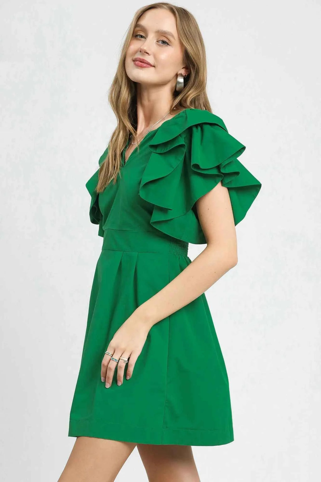 Umgee Double Ruffle Sleeve Fit and Flare Dress 9605bd16-0f61-401f-b169-271ad527bad9-Max-Origin