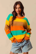 SO ME Multi Color Stripe Sweater with Ribbed Detail RUS JAD MUST COFF 9614a5323ea34cec815c576ca0ebab27-Max-Origin