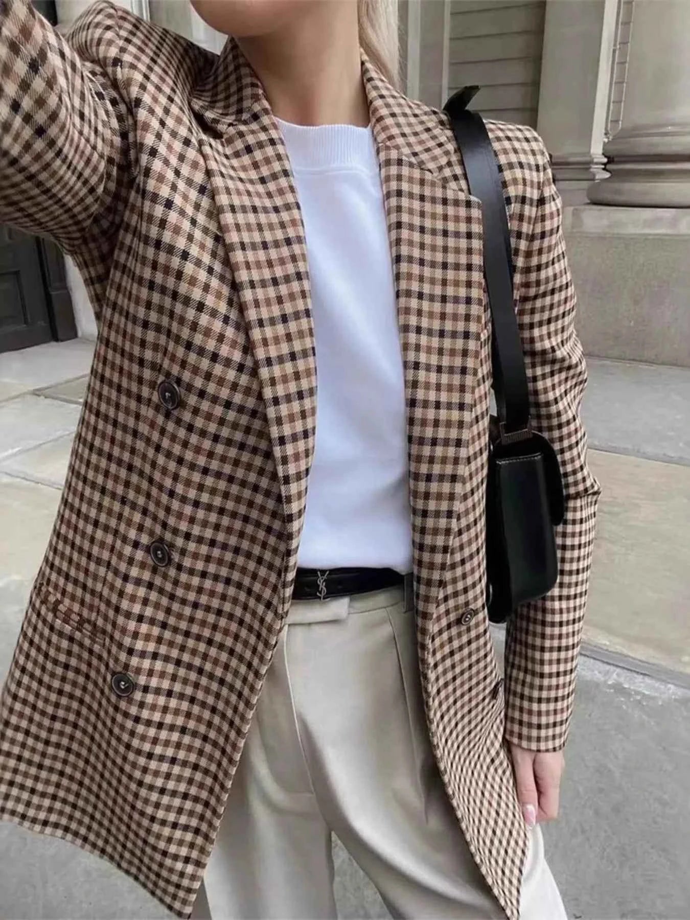Plaid Lapel Collar Long Sleeve Blazer 961697f7ef9e43669644c55bb4bfb573-Max-Origin