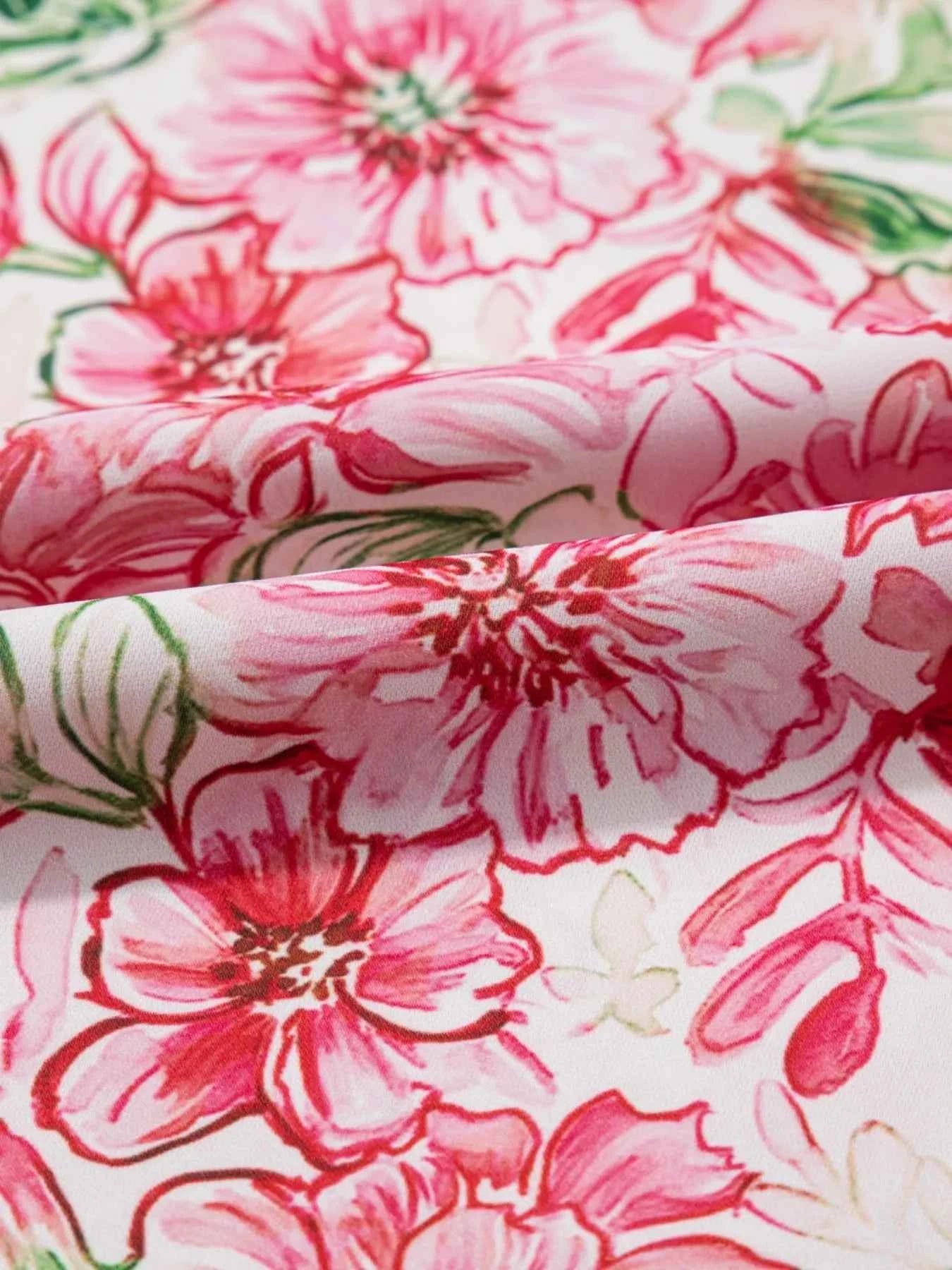 Floral Print Keyhole Neck Blouse 9617adf220e84e0a89f9ae02c3b41b39-Max-Origin