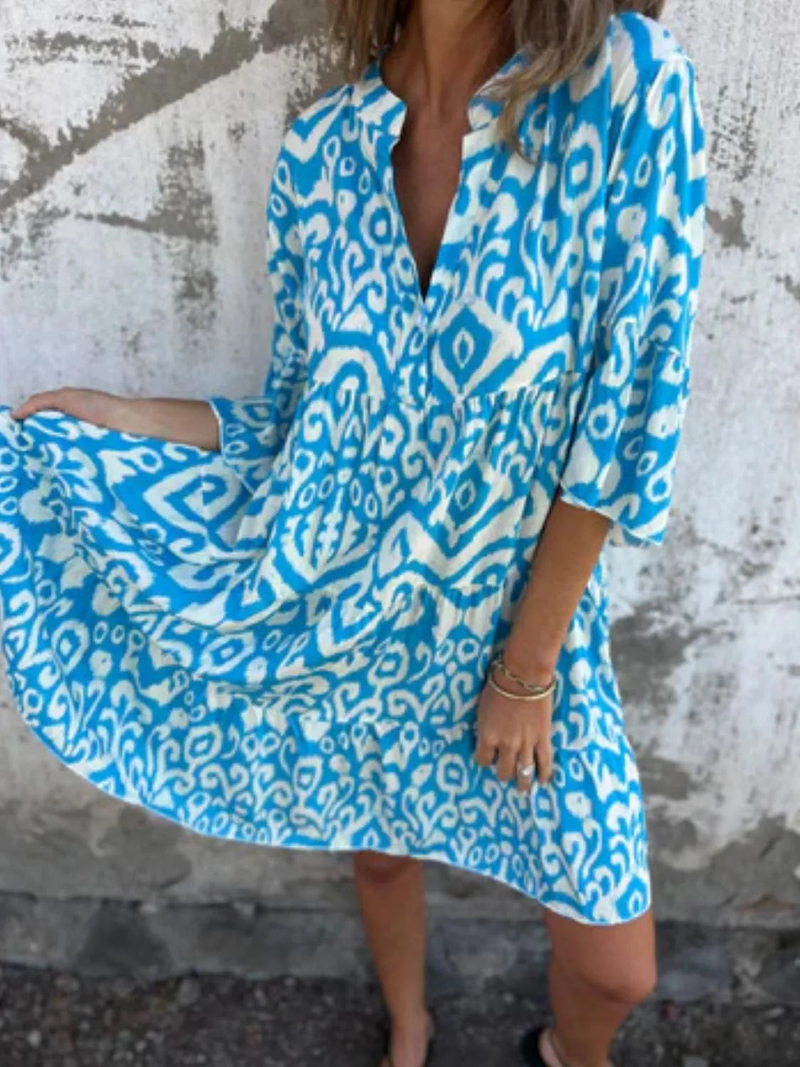 Full Size Printed Notched Half Sleeve Dress Plus Size 96211a5d-9d4e-4074-961b-983325b2f480-Max-Origin