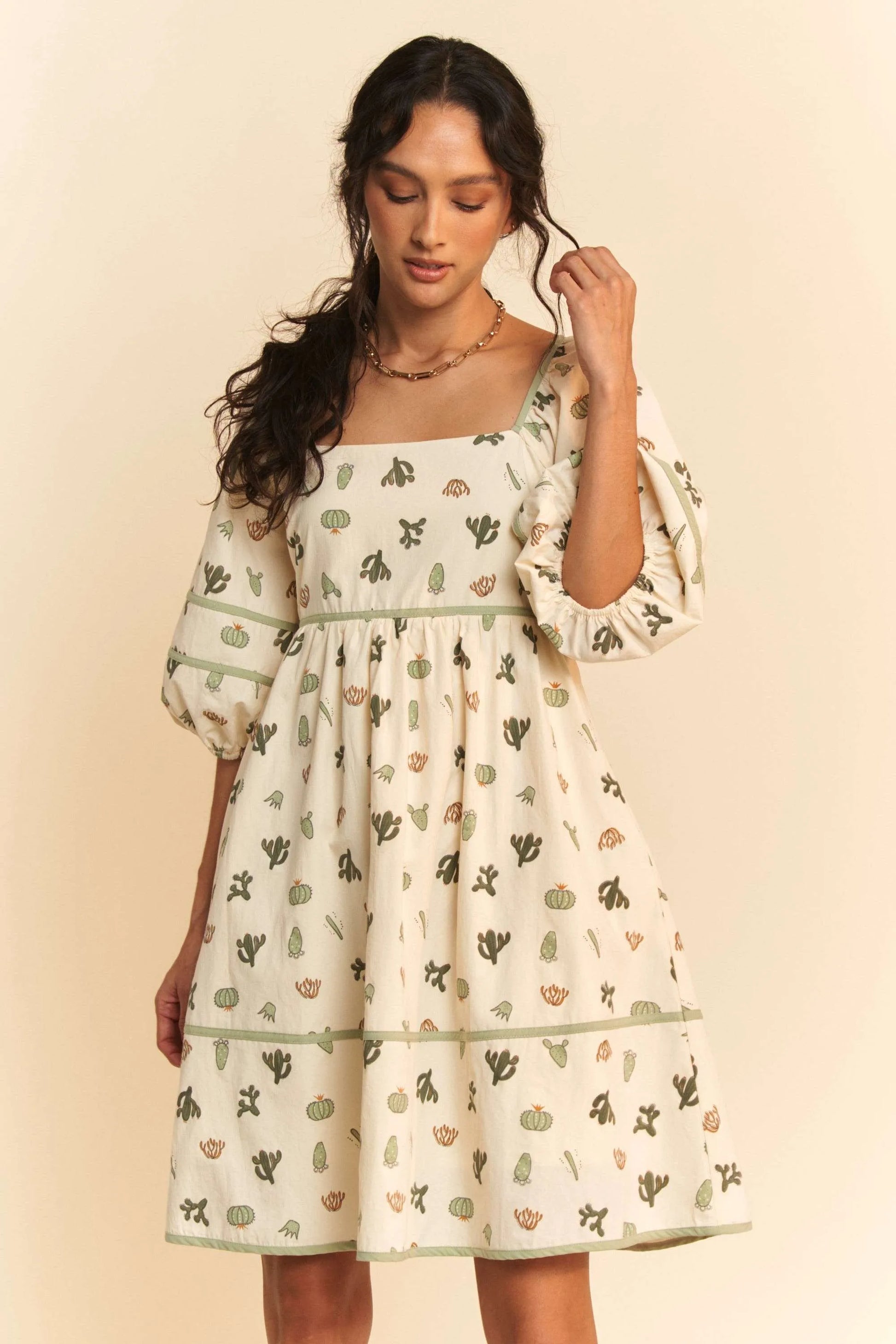 Davi & Dani Cactus Printed Poplin Contrast Piping Mini Dress 96369d6a44d747dfa7e71953be72fc6f-Max-Origin