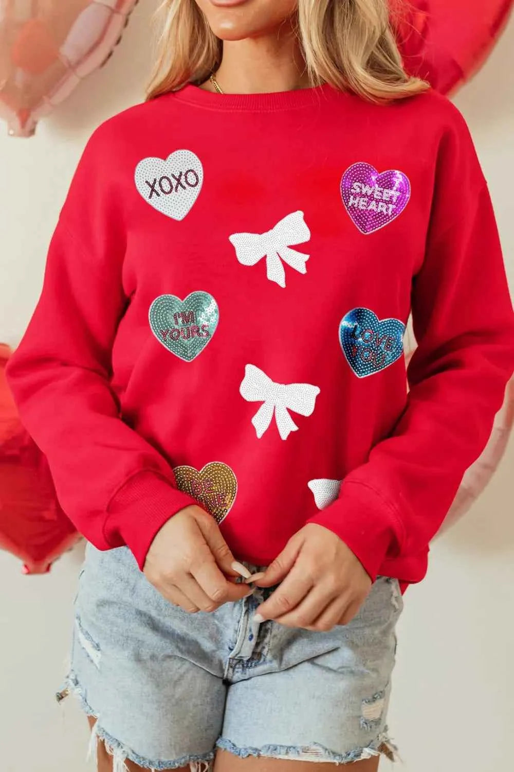 Valentine’s Day Sequin Bow Heart Round Neck Sweatshirt 96497fd7-a798-418c-9f4f-0bb9b97fc56a-Max