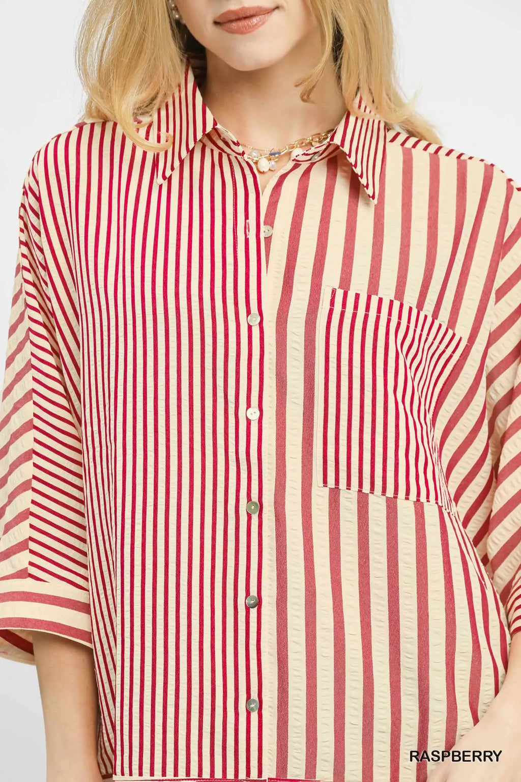 Umgee Mixed Stripe Oversized Button Down Top 964a683f-b975-4826-9a73-65174cb0e578-Max-Origin