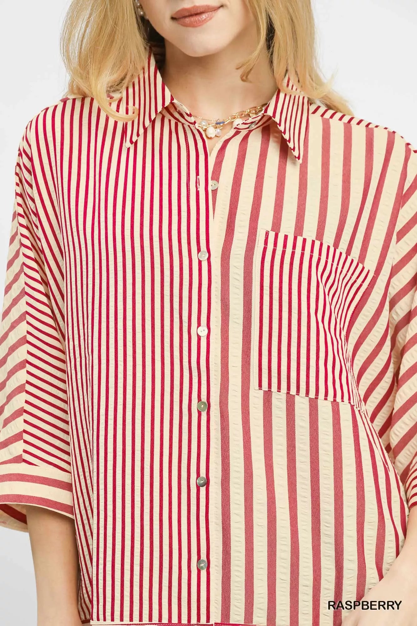 Umgee Mixed Stripe Oversized Button Down Top 964a683f-b975-4826-9a73-65174cb0e578-Max-Origin