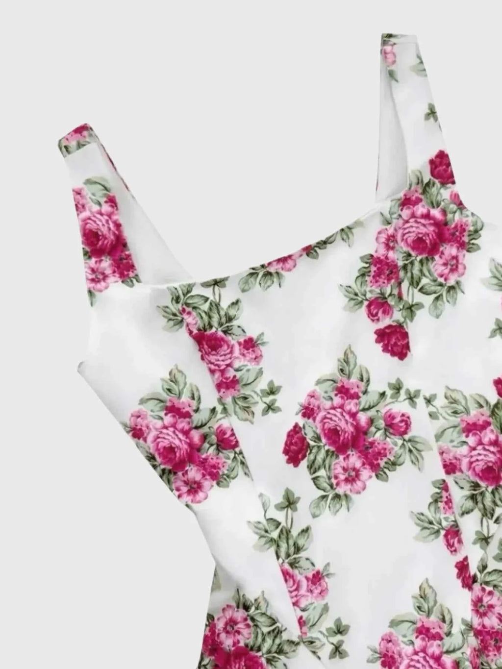 Pleated Floral Print Square Neck Mini Dress 965b8dc7-036c-4c77-9b98-964baf4be80c-Max-Origin