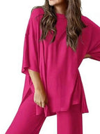 Slit Round Neck Top and Pants Set 966b49bc-4aa4-4850-ac99-86a93cfd5b32-Max-Origin