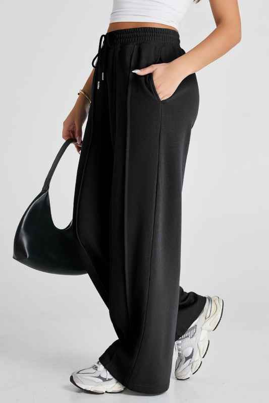 Solid Seam Drawstring Wide Leg Sweatpants 96759518-e457-4e72-a5de-ca938f4709c8