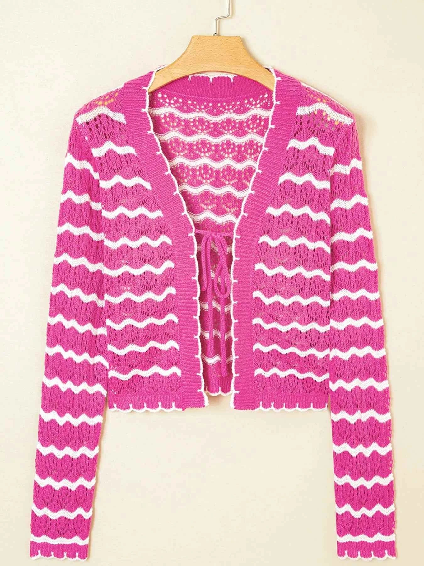 Striped Crochet Tie-Front Cardigan 96806ab7-92c5-427d-bf19-3eb56135f69f-Max-Origin