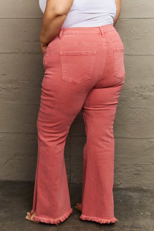 RISEN Bailey Full Size High Waist Side Slit Flare Jeans 9695588c1b7944f787c4fe6210f55b96-Max