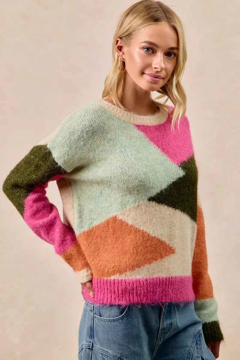 BiBi Multi Color Block Sweater Top 9697f8f052c34f08a557a8f617b24a9f-Max-Origin