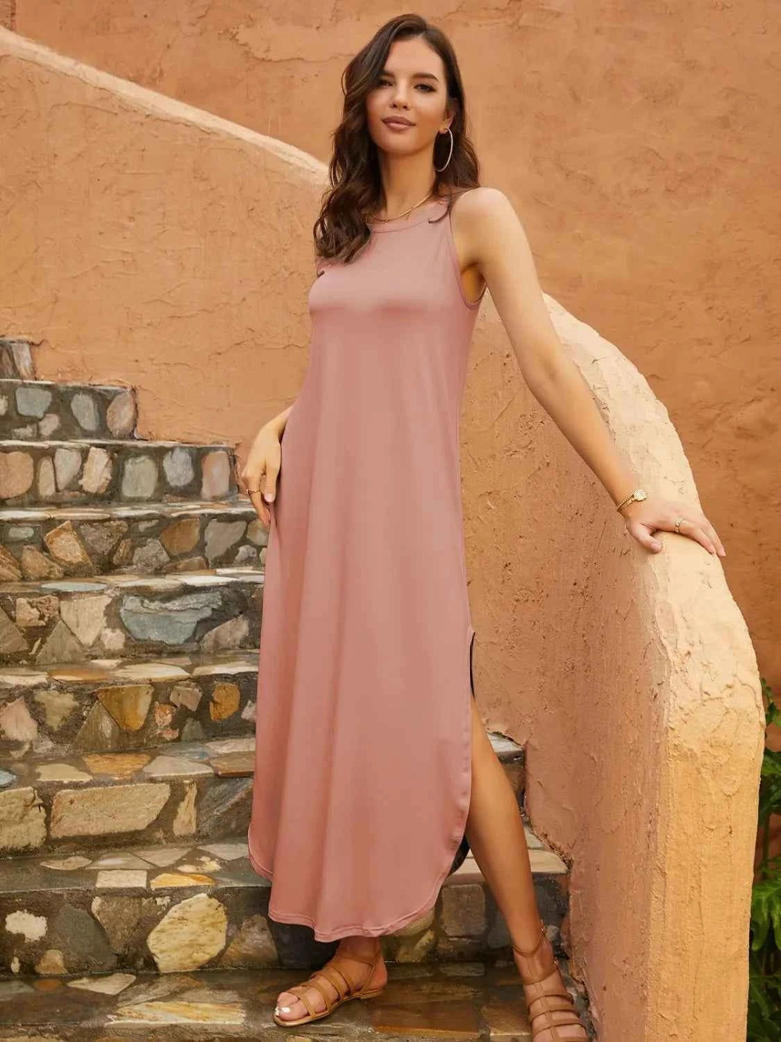 Side Slit Sleeveless Midi Dress 96aae8db-32c6-44ec-8f97-54c06c265b0d-Max-Origin