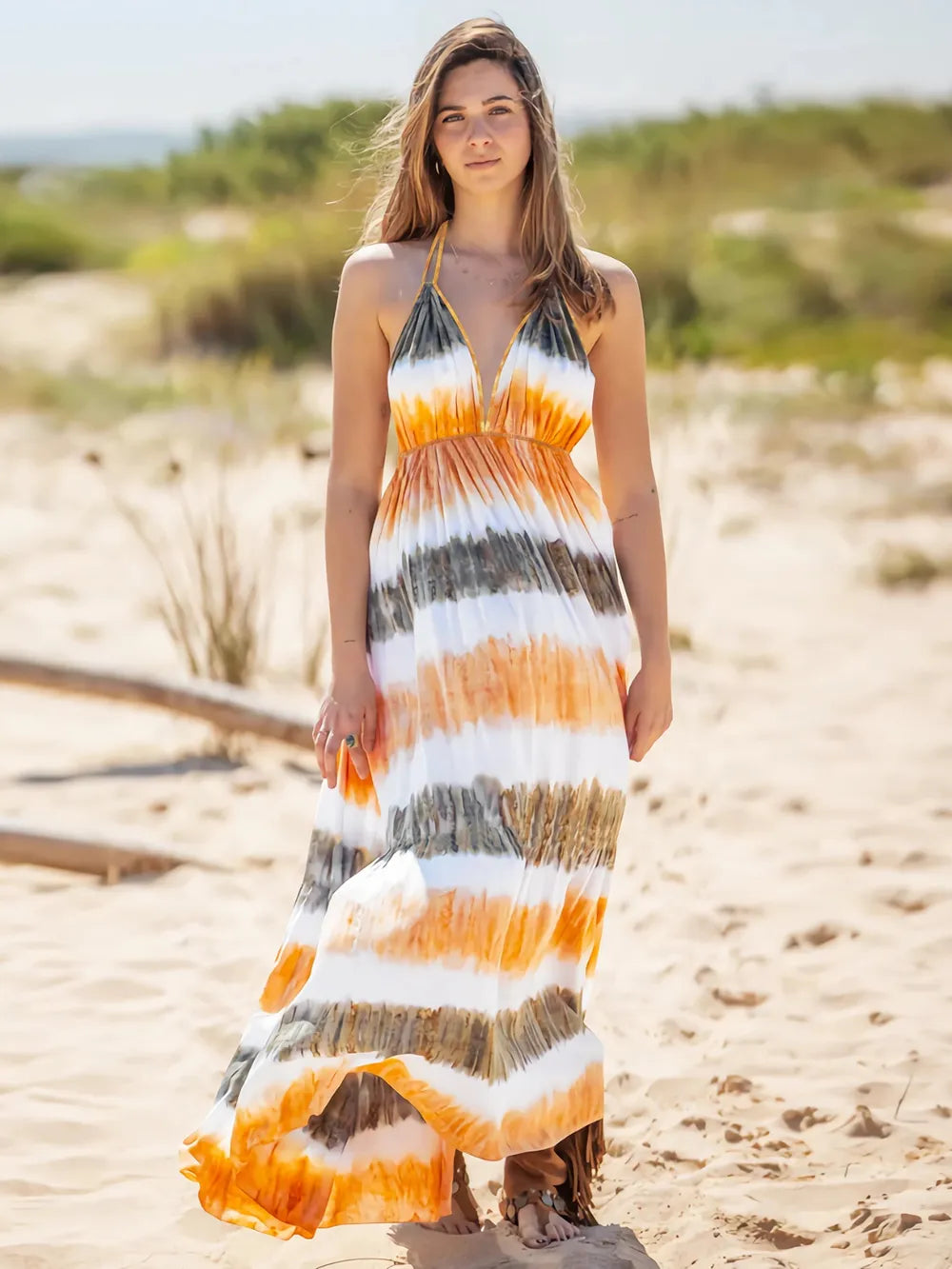 Tie-Dye Halter Neck Dress Tangerine 96ae79f3-ebb4-4618-8a4a-deae9539d9ca-Max