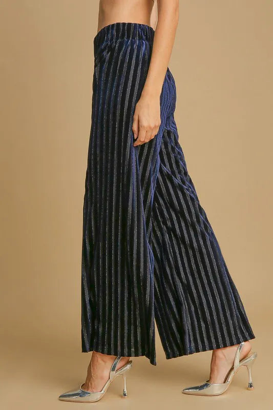 Full Size Elastic Waist Striped Wide Leg Velvet Pants 96b7fa3f-6dc4-4100-8625-046f68692225-Max