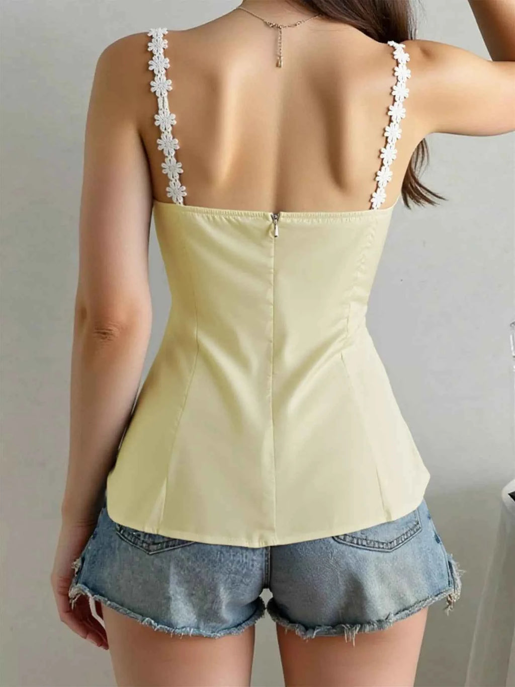 Flower Trim Slit Cami 96b987791fa244f7a511399af2c10b76-Max-Origin