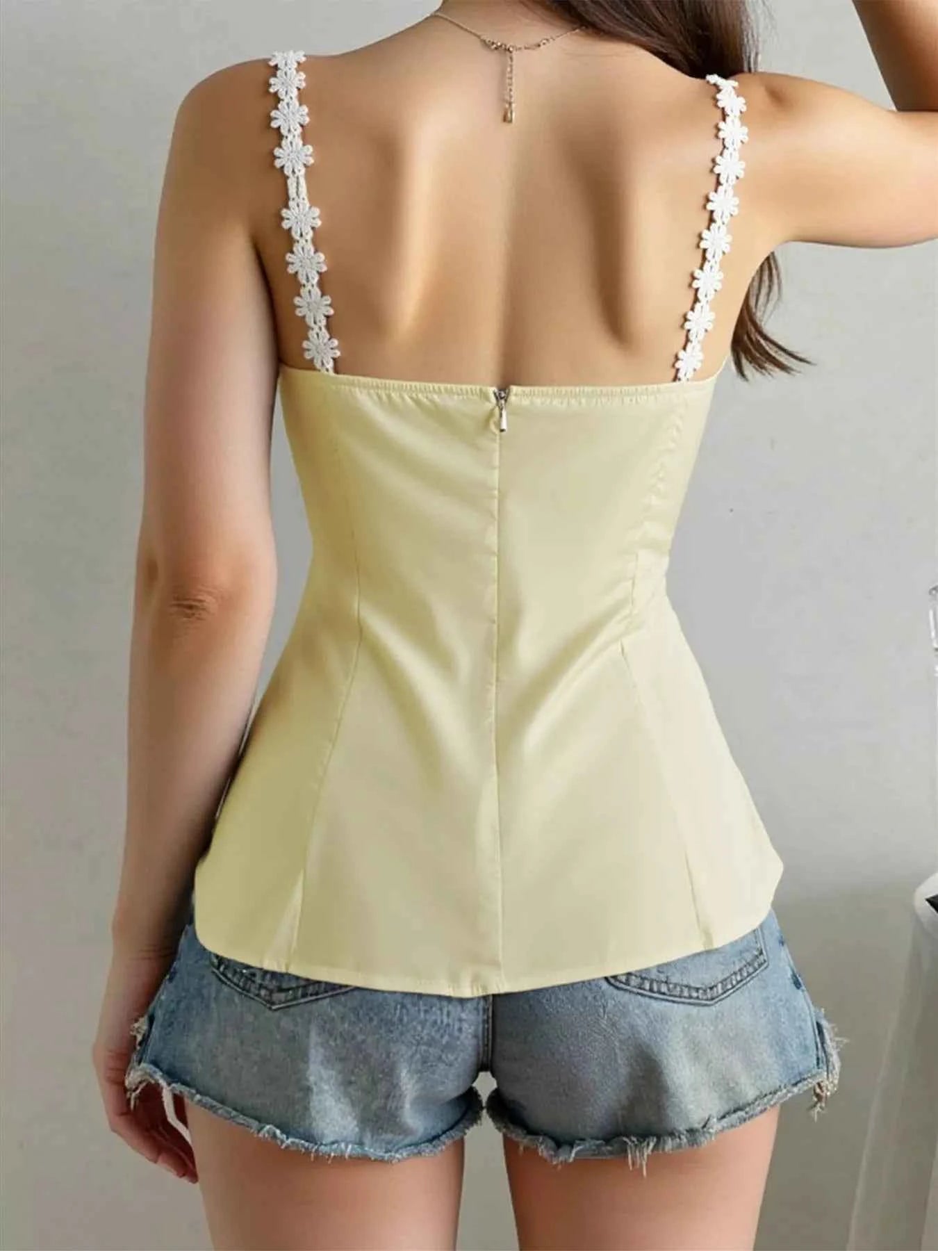 Flower Trim Slit Cami 96b987791fa244f7a511399af2c10b76-Max-Origin