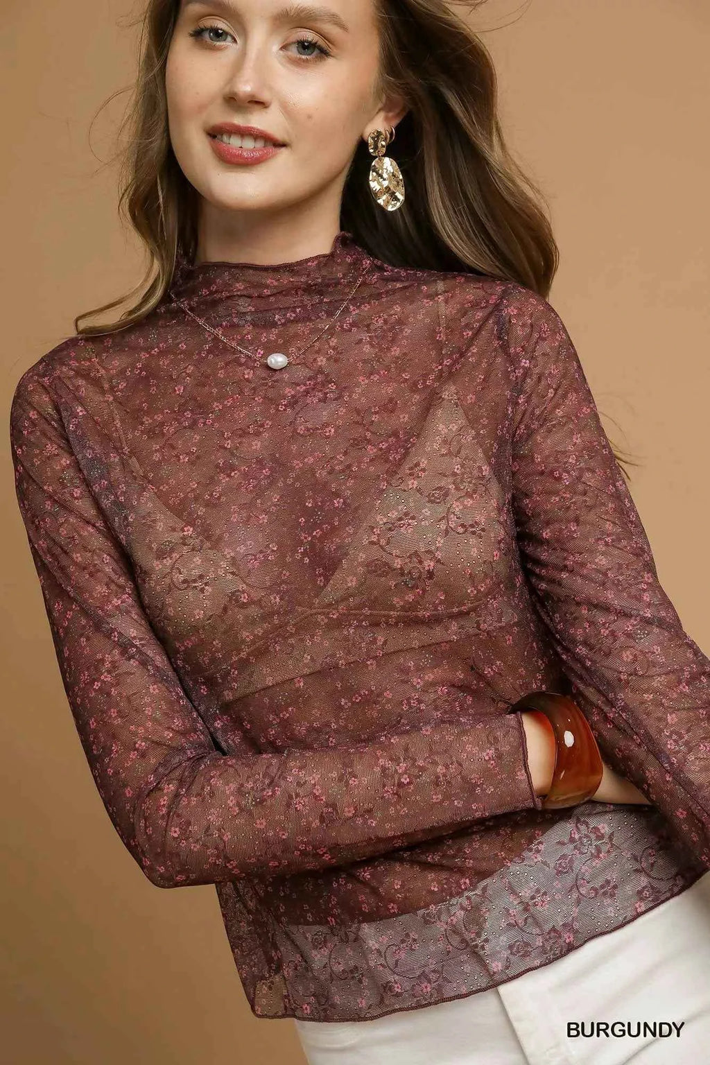 Umgee Nylon Lace Mesh Long Sleeve Top 96c1501a-aa69-44a6-a699-00b5e0651e5c-Max-Origin