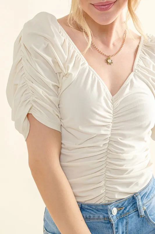 Buttery Soft Ruched Jersey Bodysuit - 100% Polyester 96c8c2ecc92849ccbc2788351e286dc3-Max-Origin