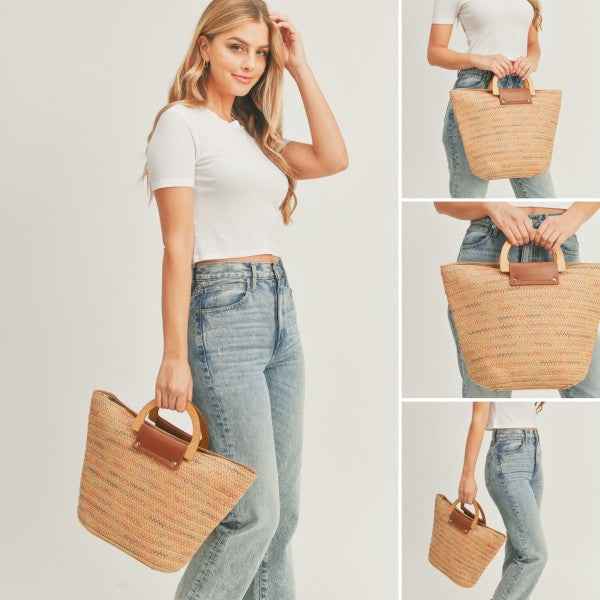 Summer Ready Straw Tote Bag Brown One Size 96c9c5a5-36d1-42a5-af4f-6b8d59268655