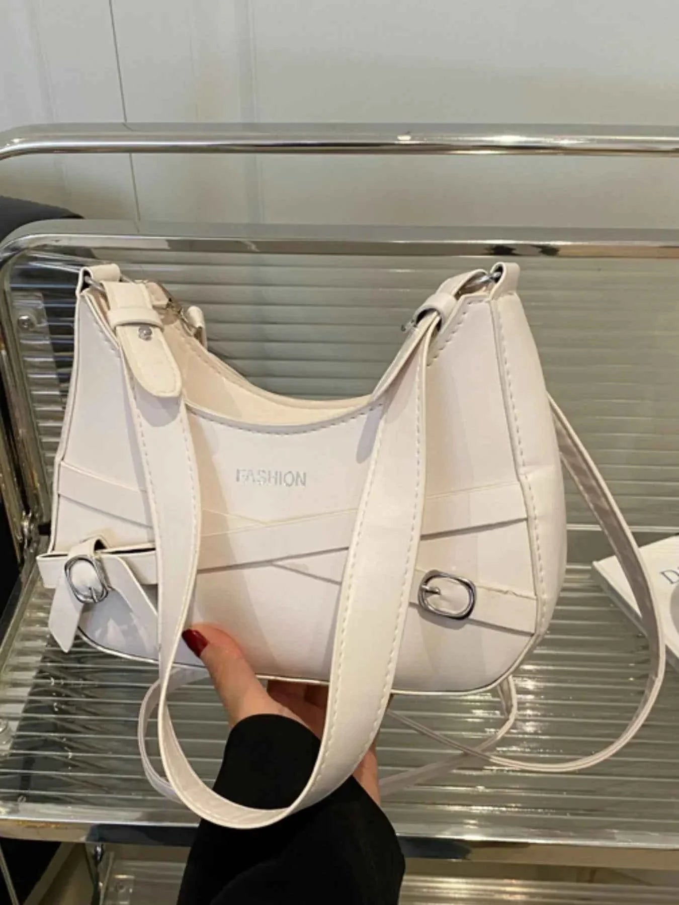 Adjustable Strap Leather Shoulder Bag White onesize 96ca12a6-5046-46f5-8fb7-50a758de71fc-Max-Origin