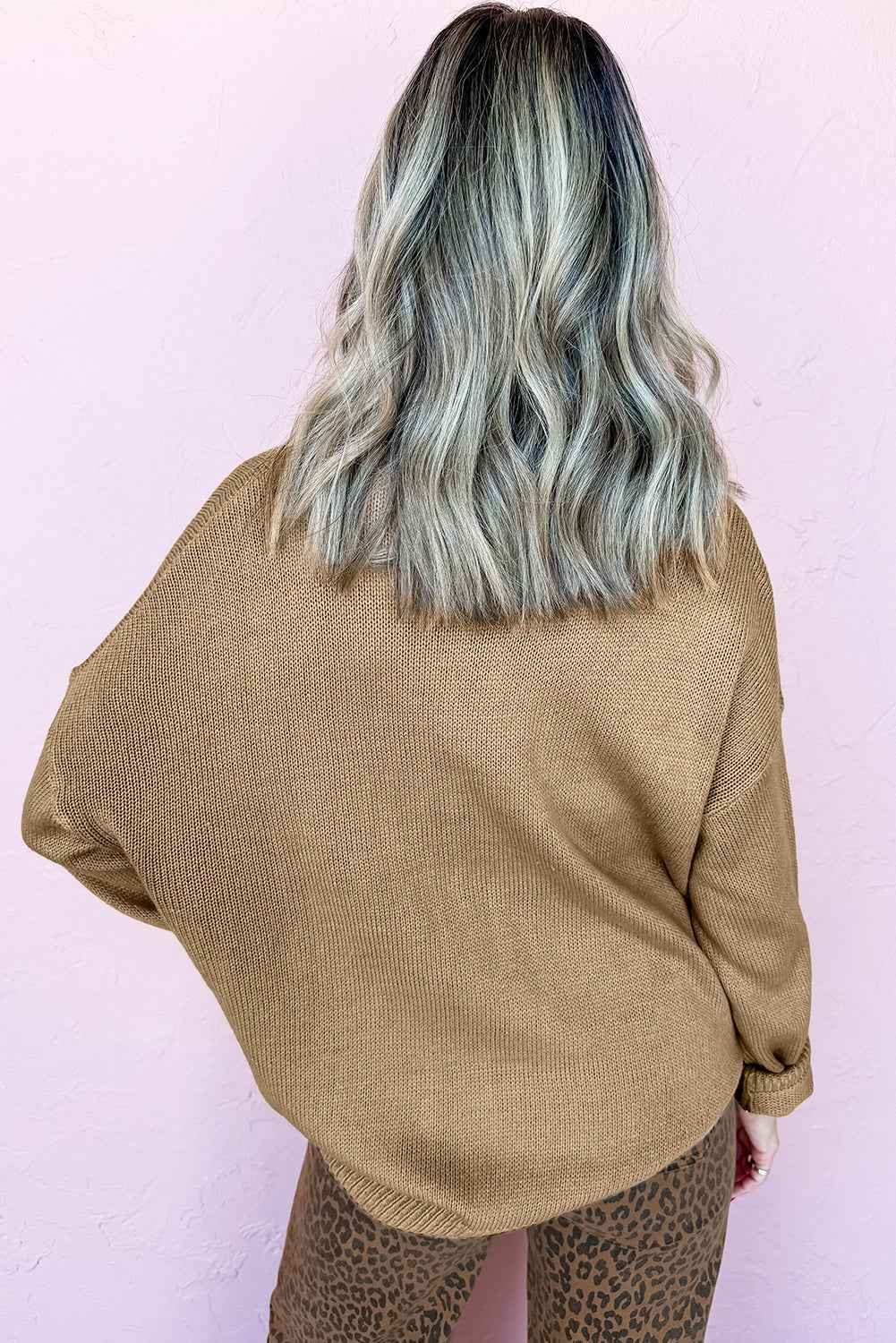 Smoke Gray Merry Colorful Dot Detail Christmas Dolman Sweater 96ca618ec68934ca