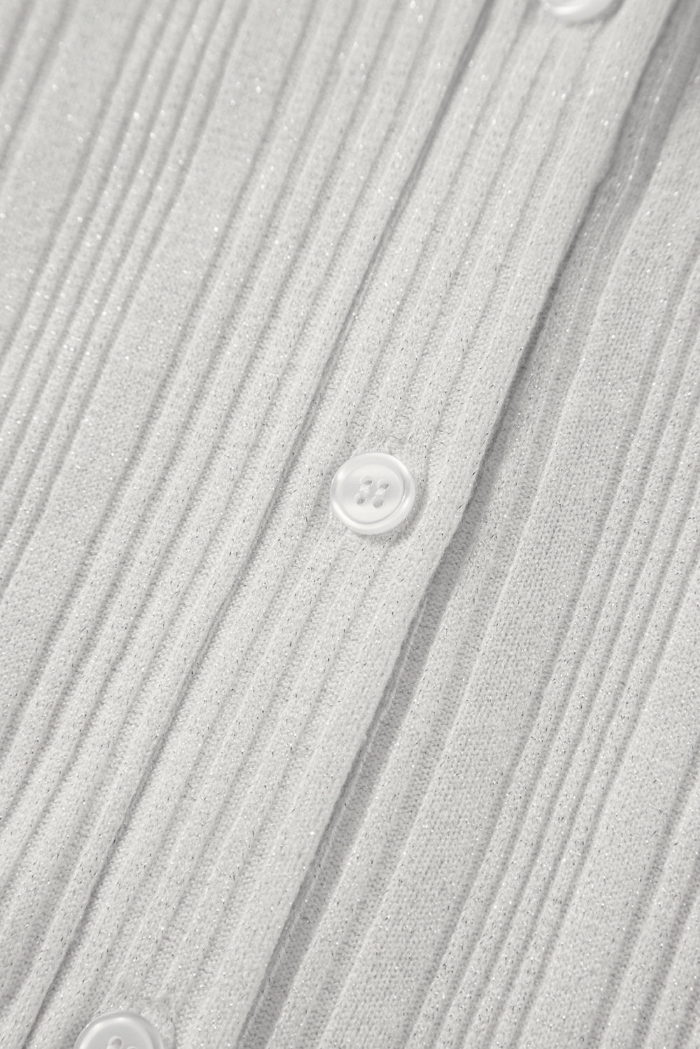 White Ribbed Plain Knit Cardigan