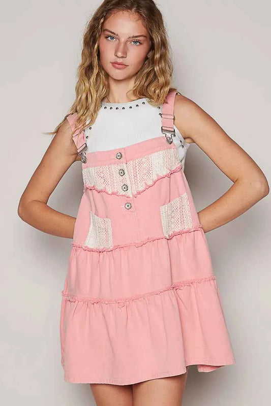 POL Lace Patchwork Detail Denim Overall Dress Pink 96d02ef4-c7bd-4e3d-b5cd-feb960000556-Max-Origin