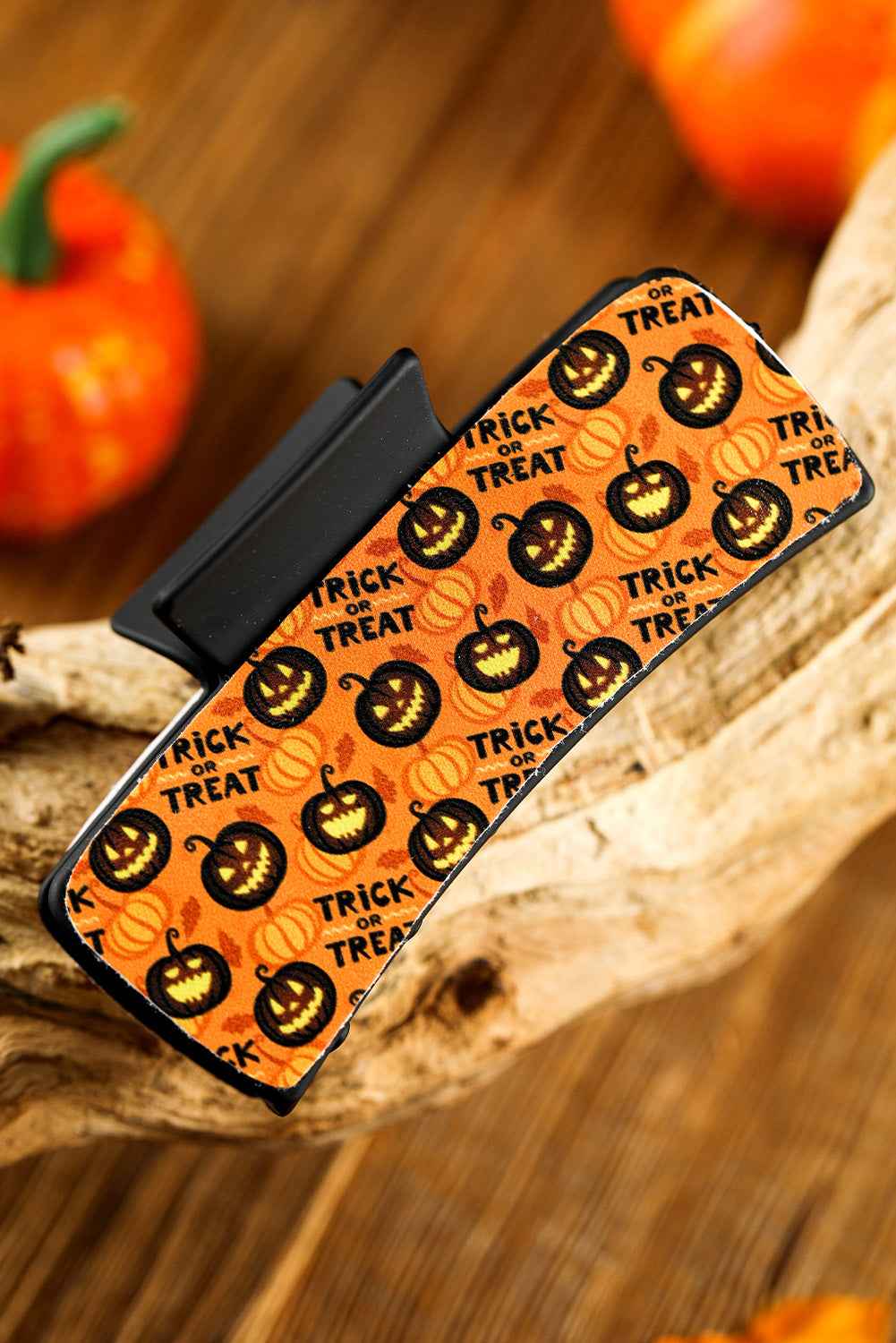 Orange Trick or Treat Halloween Print Hair Clip 96d7446976a9a08b