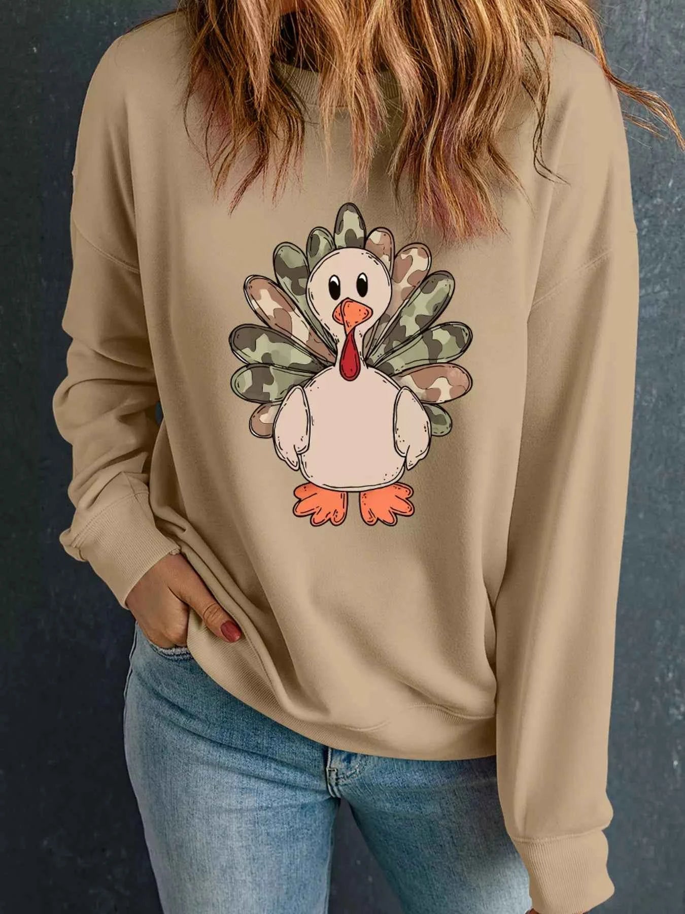 Camouflage Turkey Halloween Graphic Sweatshirt 96e0f50178a9478795abcfb62cf5893c-Max-Origin