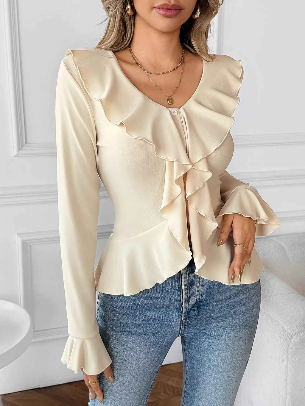 Ruffled Flounce Sleeve Blouse 96ef836e693a4ae7aa904bf4898f27a2-Max-Origin