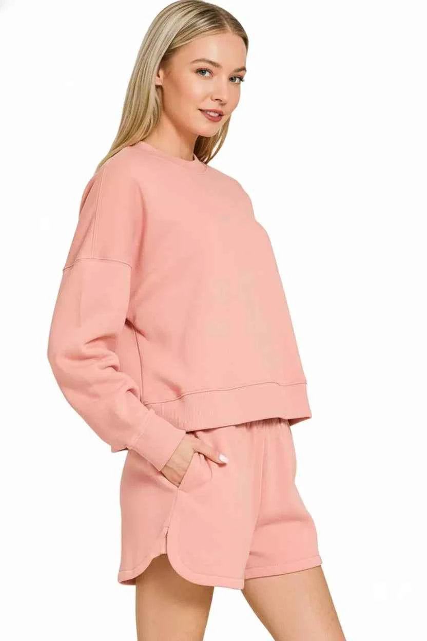 Zenana Fleece Long Sleeve Sweatshirts and Shorts Set 96fc4de7-d63c-4dcf-a0c5-e5b9edeed2e4-Max-Origin